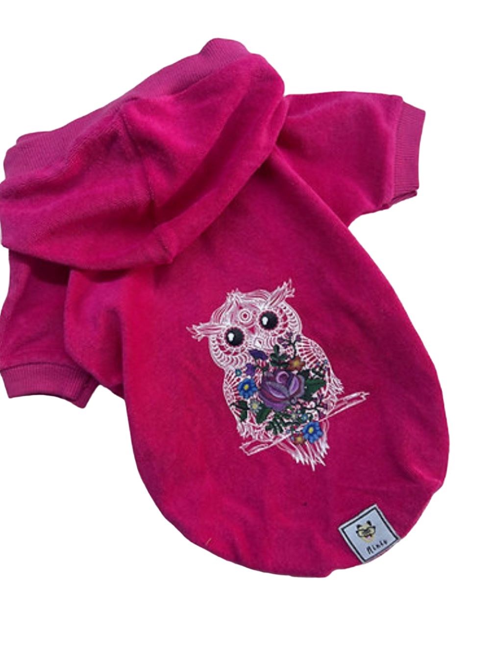 Miniş Pink Owl Havlu Küçük Köpek Sweatshirtü
