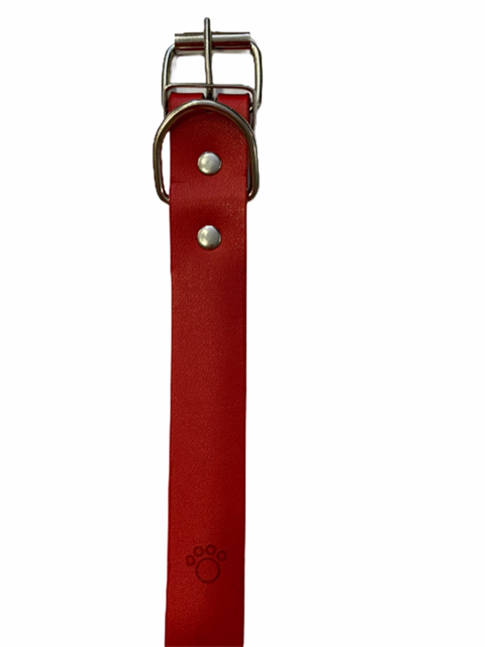 Doglife Pati Desenli Kırmızı Deri Boyun Tasması 2,5 cm x 54 cm (Boyun: 36-46 cm)