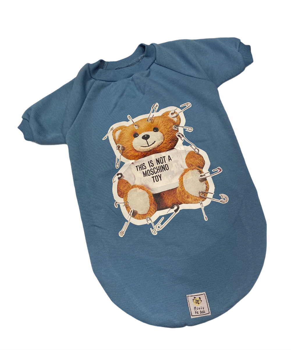 Blue No Toy Teddy Küçük Köpek Sweatshirtü (9 kg-12 kg arasına uygun)