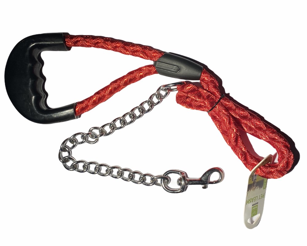 Zincirli Kırmızı Halat Gezdirme Kayışı 1,2 cm x 120 cm