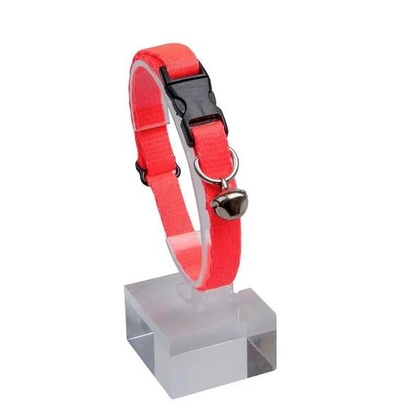 Güvenlik Kilitli Neon Pembe Zilli Kedi Boyun Tasması, 22-30 cm