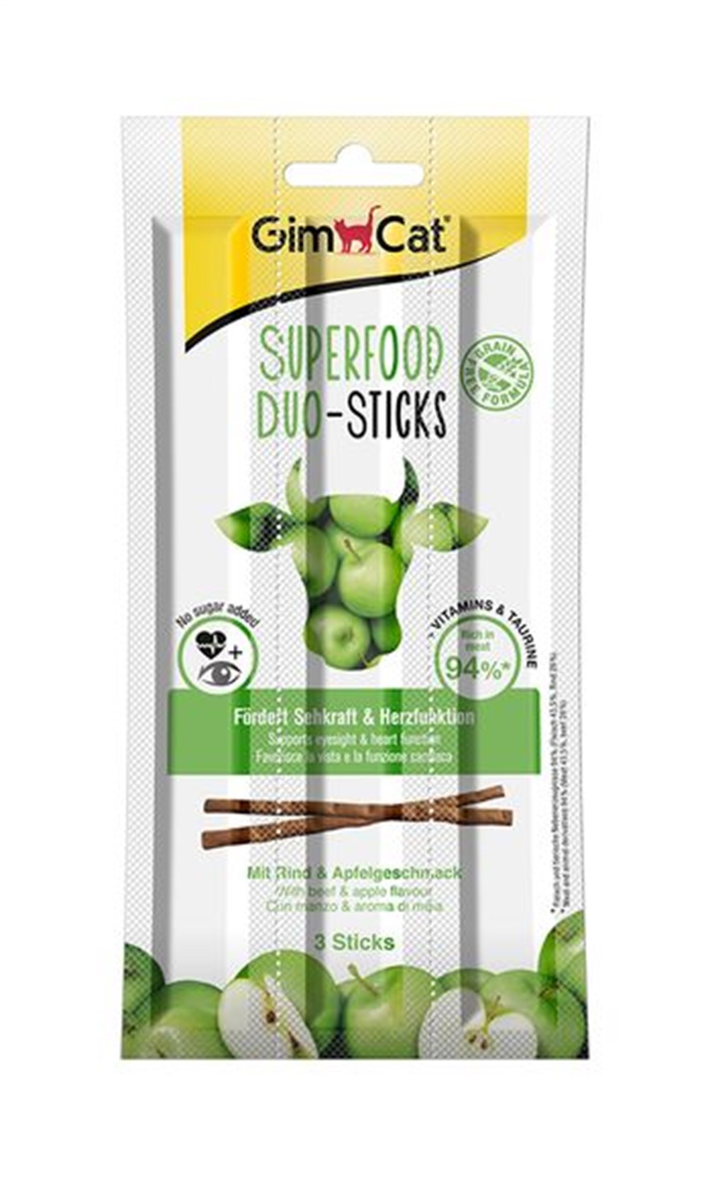 Gimcat Sığır Etli ve Elmalı Tahılsız Kedi Ödül Çubuğu 3 x 5 gr