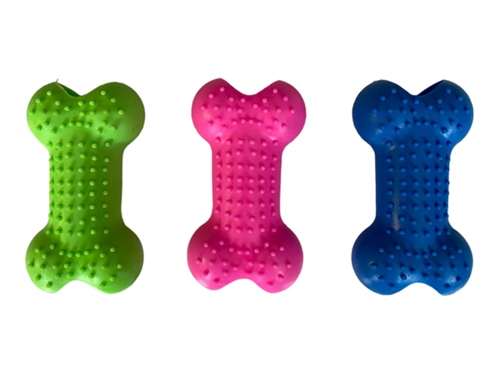 Kabarcıklı Yumuşak Kauçuk Kemik Köpek Diş Kaşıma Oyuncağı 8 cm (1 adet)