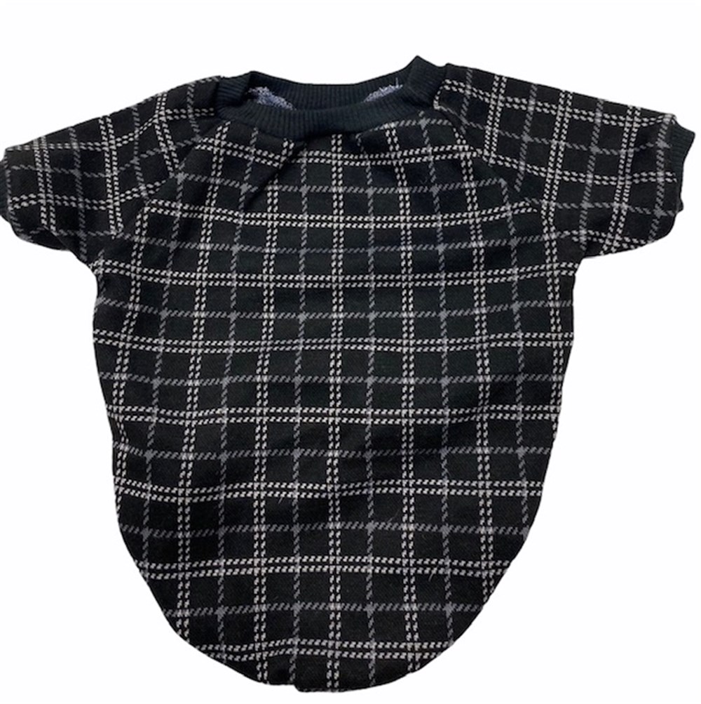 Ekose Desenli Siyah Triko Kazak