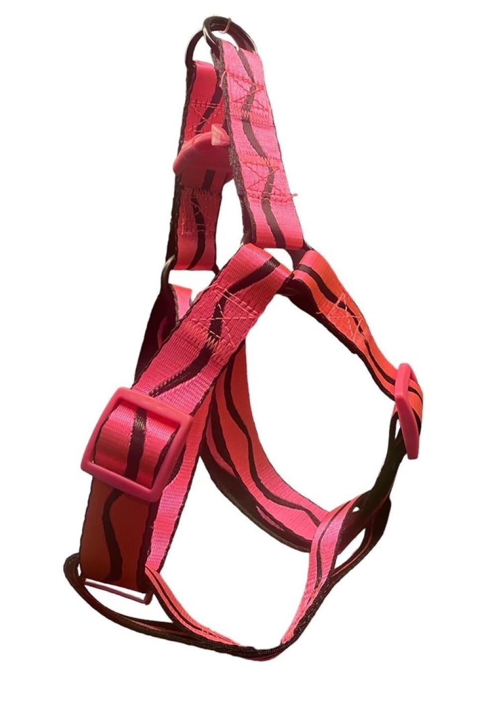 Neon Pink Wave Orta-Büyük Irk Köpek Göğüs Tasması (Göğüs: 60 cm x 80 cm)