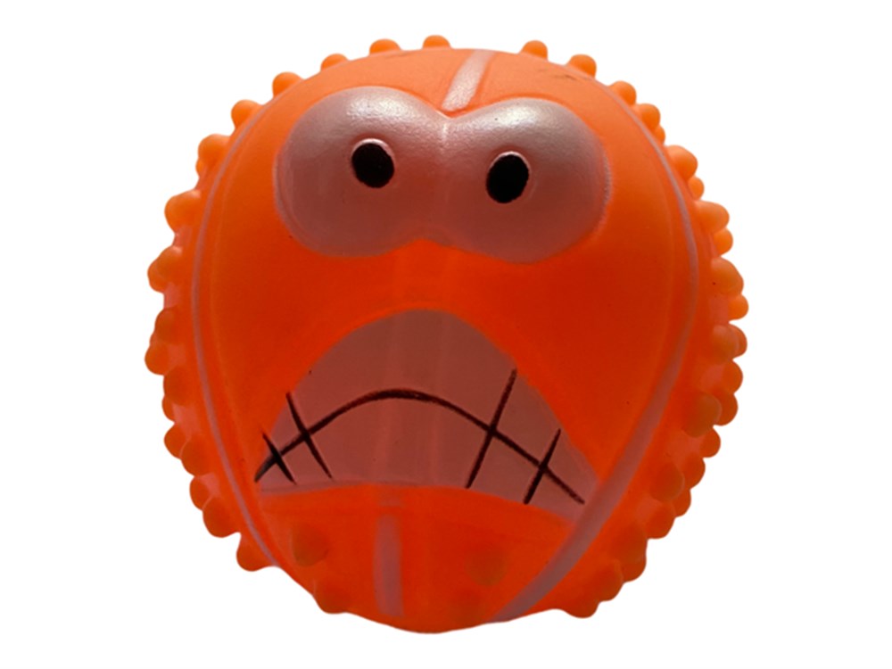 Korkunç Suratlı, Sesli, Turuncu Plastik Köpek Oyuncağı 7 cm