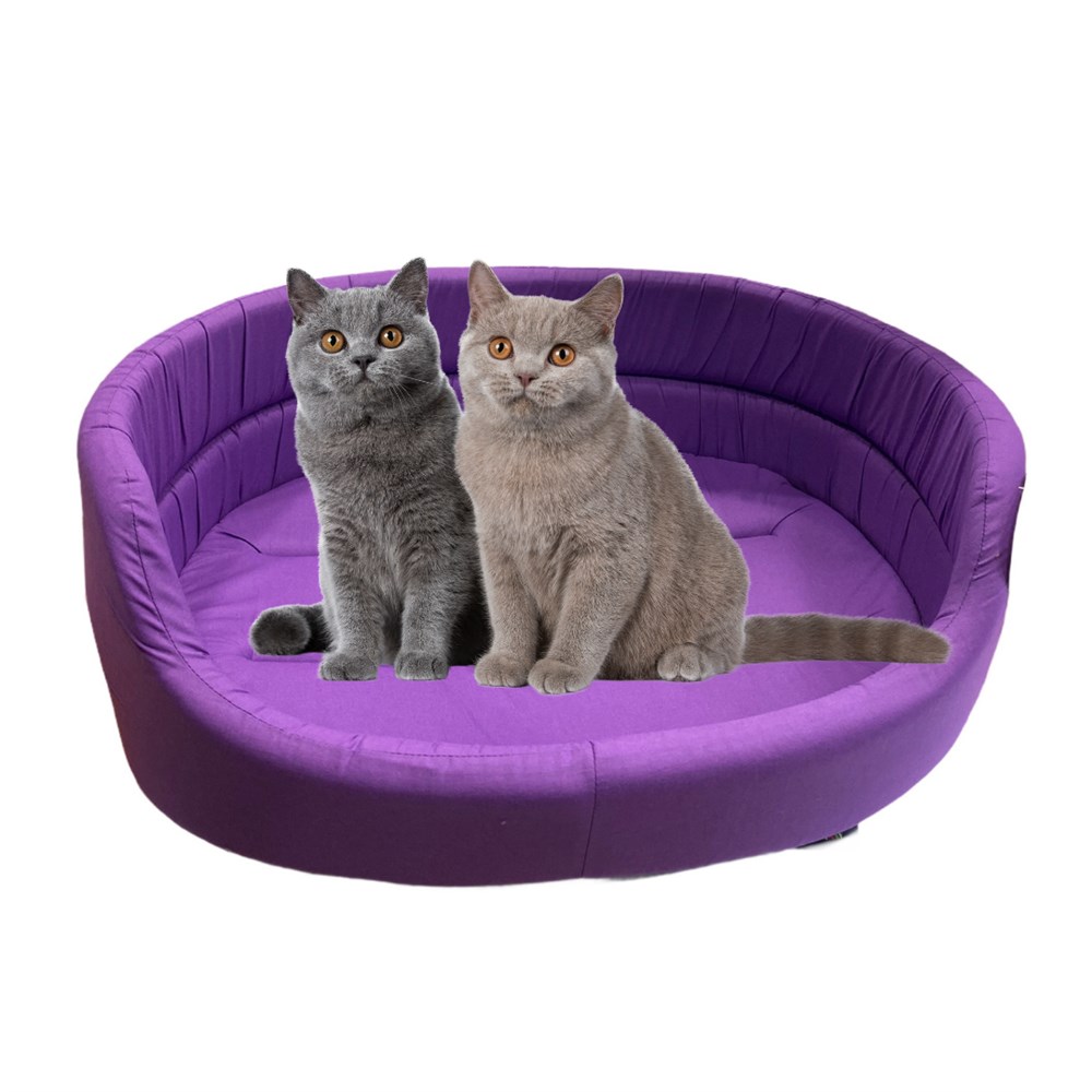 Yuvarlak Mor Kedi ve Köpek Yatağı Yatağı 61x45x23 cm