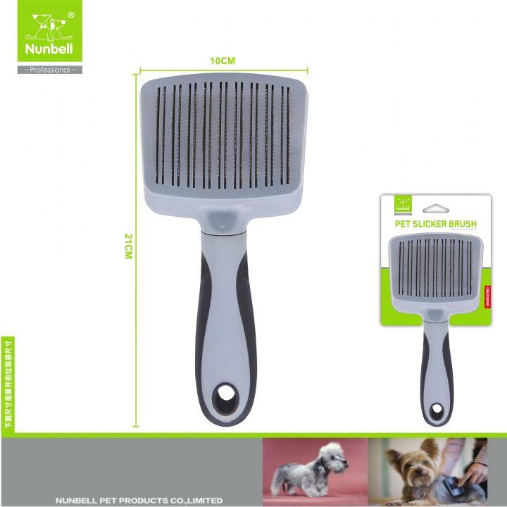 Nunbell Otomatik Temizlenen Metal Dişli Kedi ve Köpek Fırçası L 21 cm