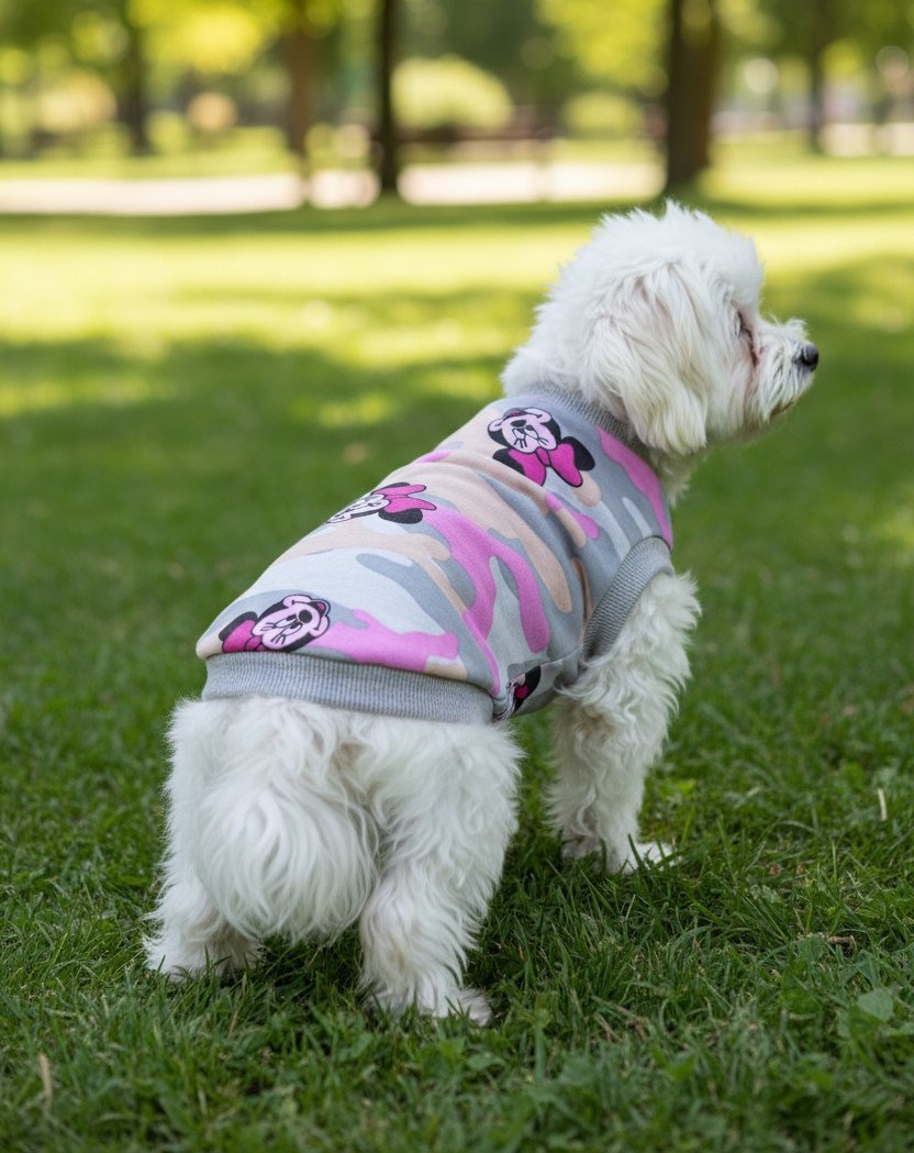 Miniş Camo Minnie Küçük Irk Köpek Kolsuz Sweatshirt