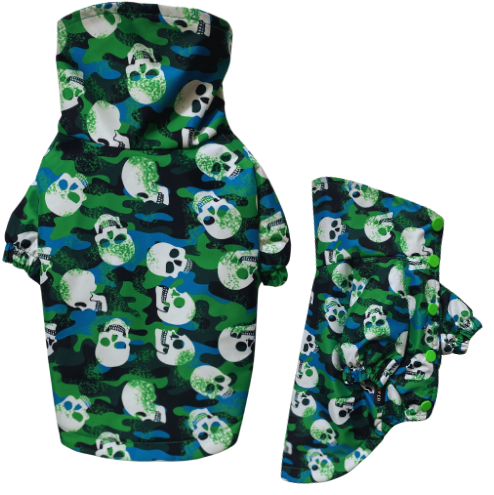 Gedyco Skull Camo Polarlı Küçük Irk Köpek Yağmurluğu