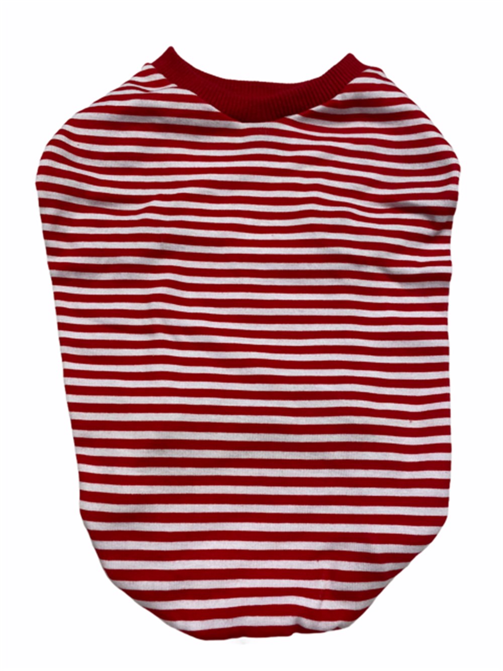 Kırmızı Beyaz Kalın Çizgili Penye T-shirt