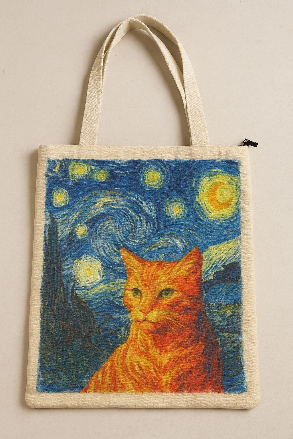 Cat at Night by Vincent Van Gogh Omuz Çantası 34 x 40 cm