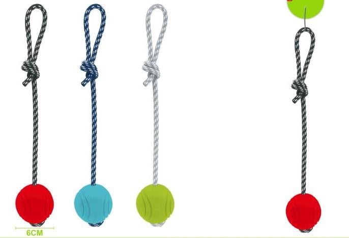 Nunbell Kauçuk Toplu Kordon Halatlı Köpek Oyuncağı 33 cm Top 6 cm