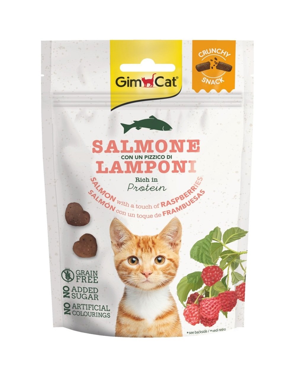 Gimcat Crunchy Snacks Salmon & Raspberry 50 gr Somonlu ve Ahududulu Tahılsız Kedi Ödülü