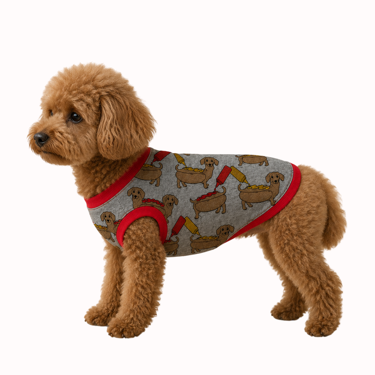 Miniş Hotdog Küçük Irk Köpek Esnek Penye T-Shirt