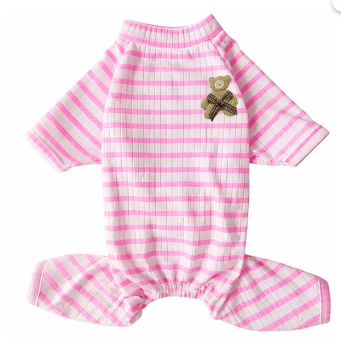 Gedyco The Best Pink Striped Küçük Irk Köpek Penye Tulum Pijama