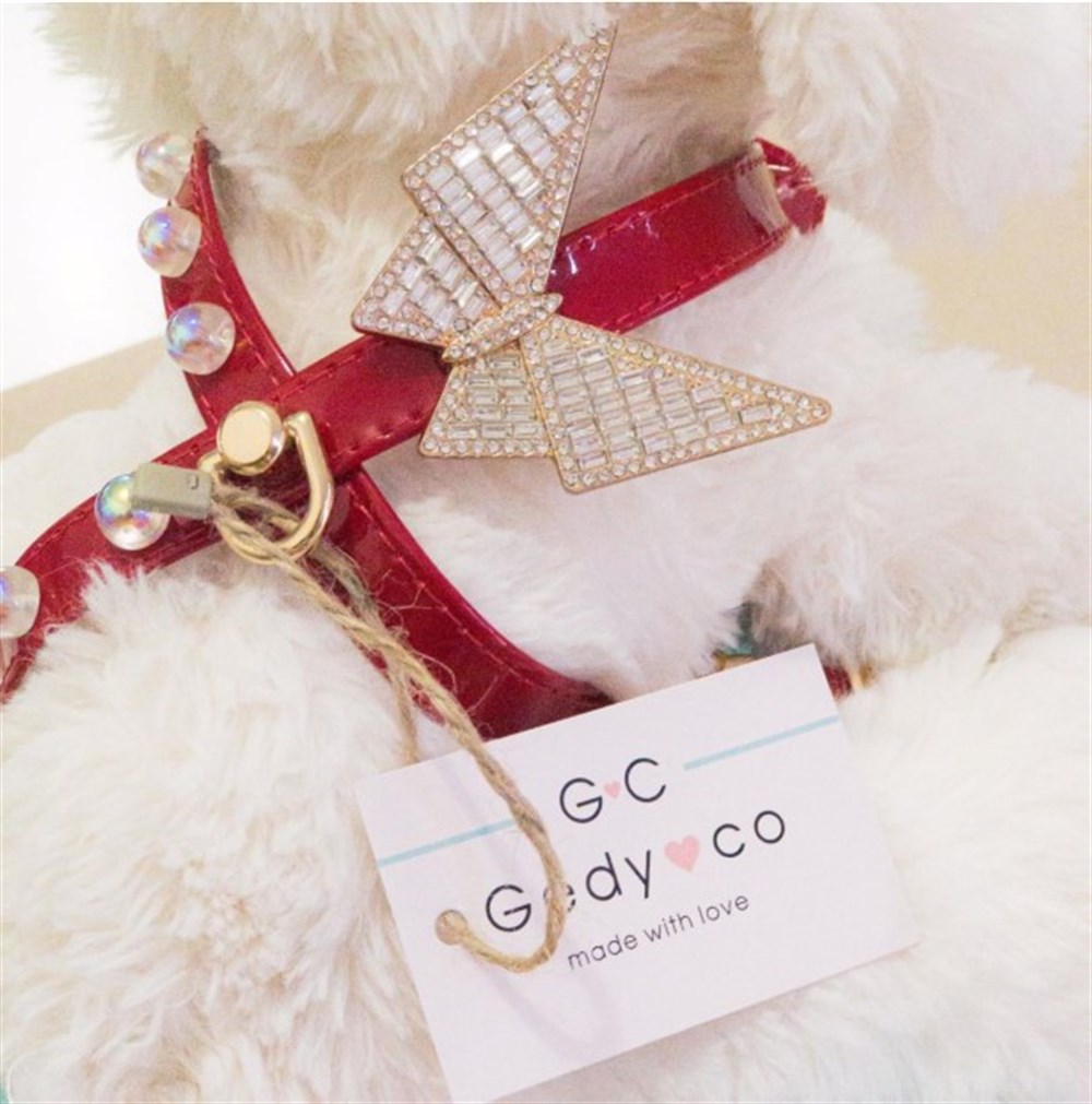 Gedyco Red Heart Bubble Küçük Irk Köpek Göğüs Tasması