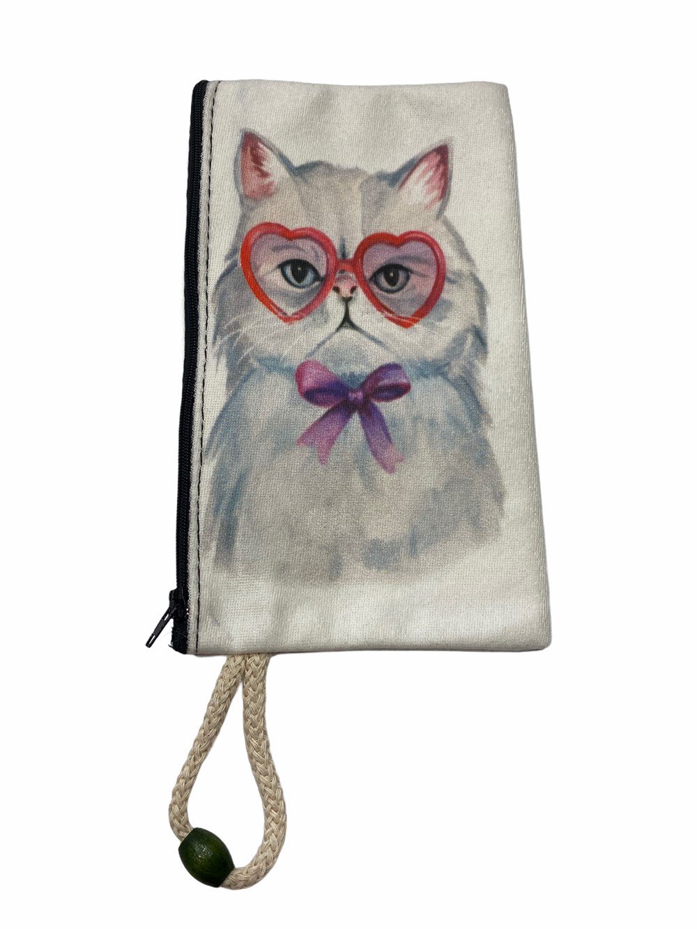 Kalp Gözlüklü Kedi Cüzdan/Çanta 19 x 12 cm