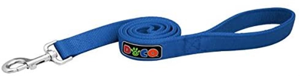 Doco Signature Çift Katmanlı, Büyük Irk Köpek Gezdirme Kayışı 2,5 cm x 120 cm Blue L