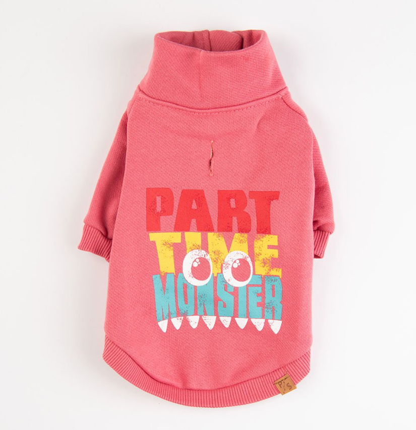 Pawstar Pembe Monster Polarlı Küçük Irk Köpek Fermuarlı Sweatshirt
