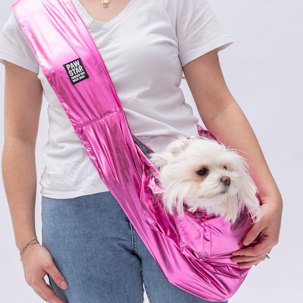 Pawstar Parlak Fuşya Crossbody Küçük Irk Köpek Çapraz Taşıma Çantası