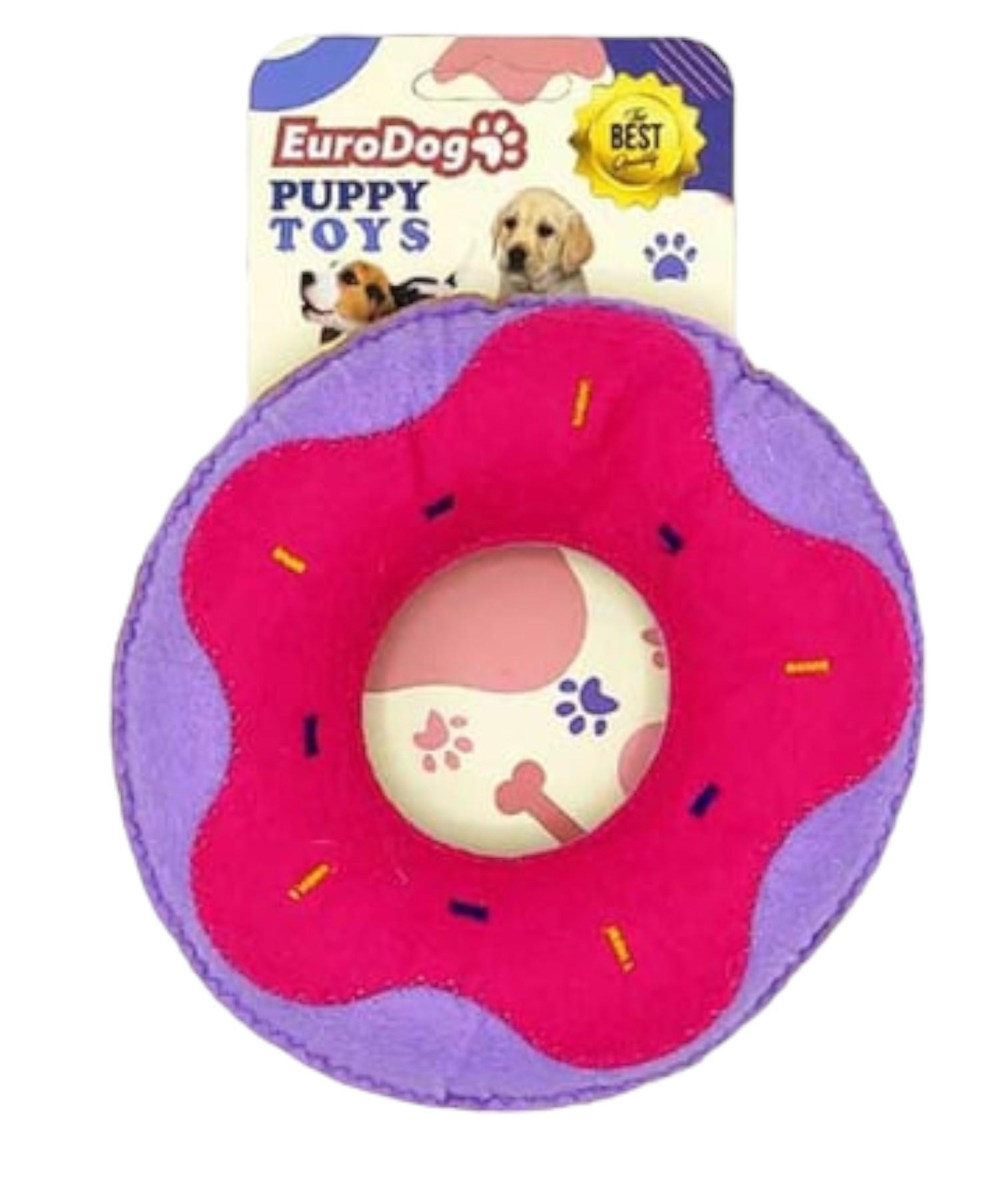 Eurodog Dolgulu Keçe Donut Köpek Oyuncağı 14 cm