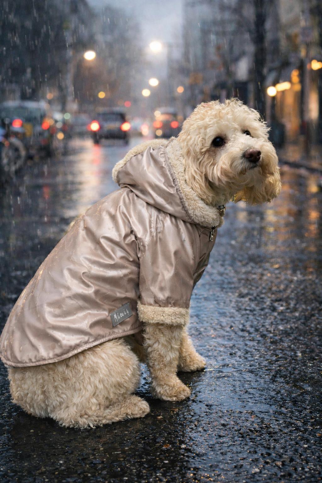 Peluşlu Vizon Küçük Irk Köpek Yağmurluğu