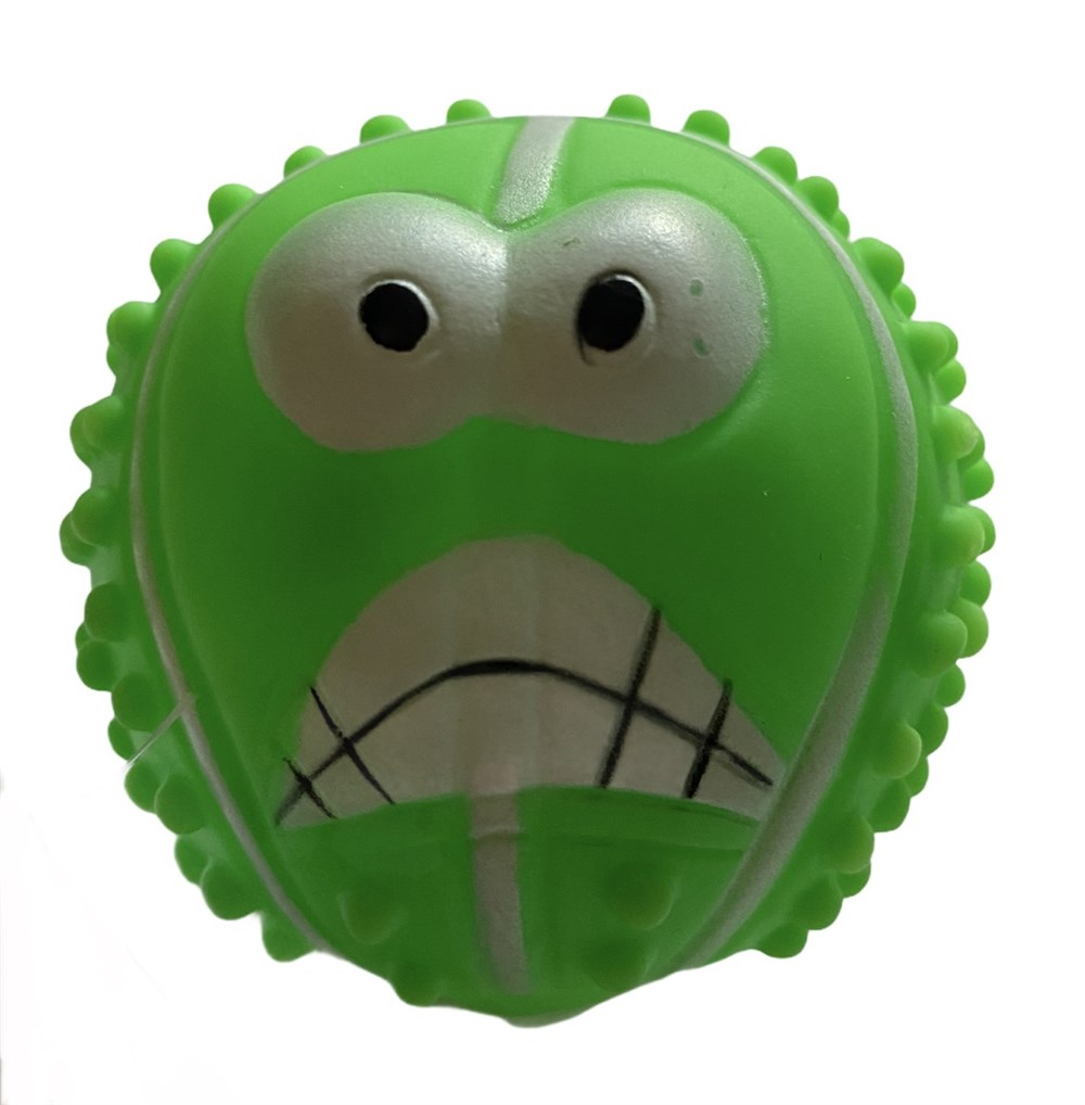 Korkunç Suratlı, Sesli, Yeşil Plastik Köpek Oyuncağı 7 cm