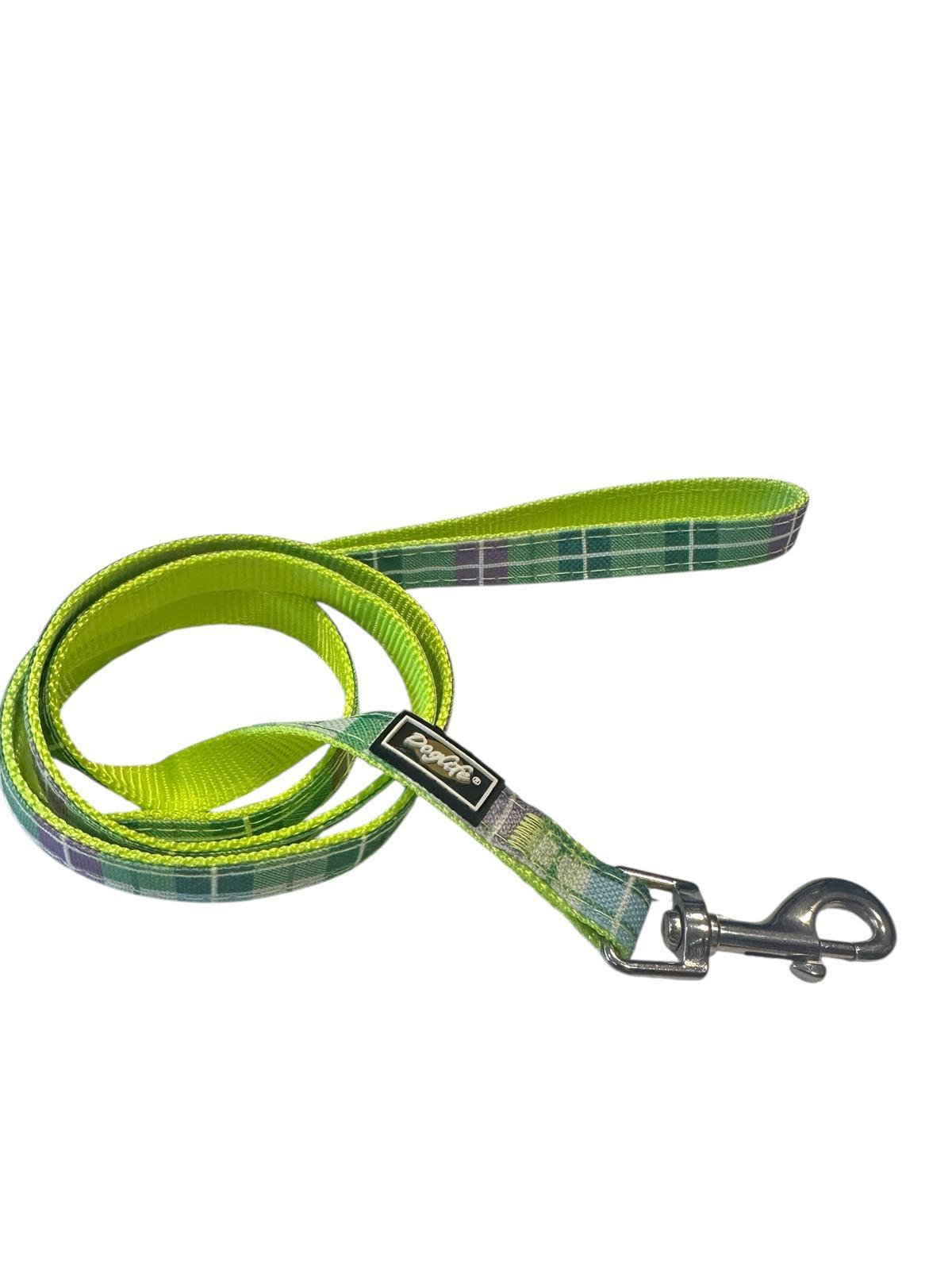 Doglife Yeşil Ekose Köpek Gezdirme Tasması 1,5 cm x 120 cm