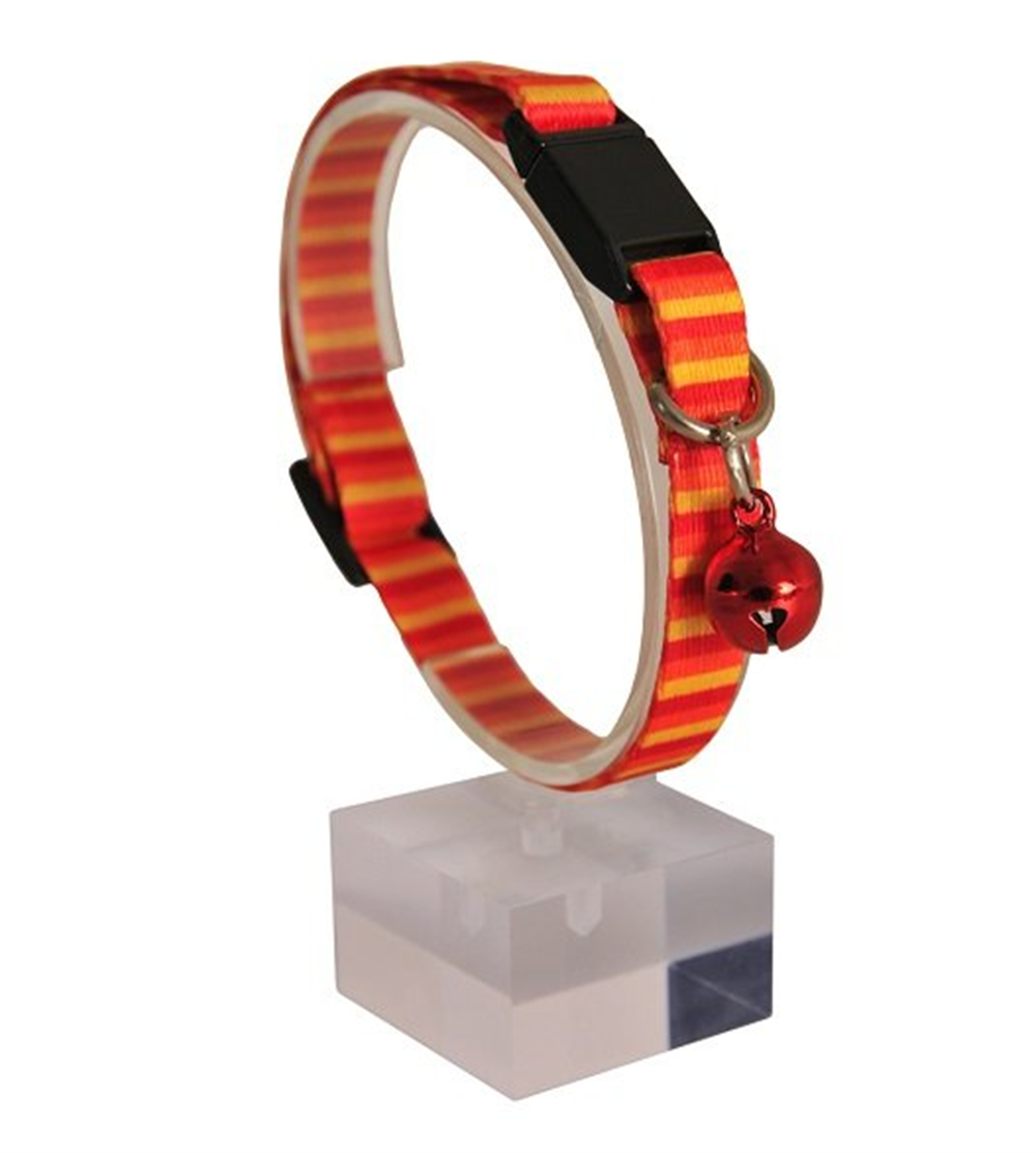 Güvenlik Kilitli Sarı Turuncu Zilli Kedi Boyun Tasması, 22-30 cm