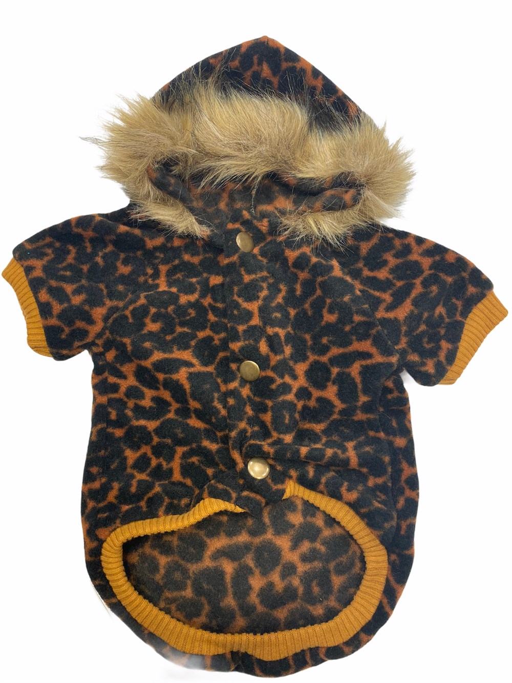 Kürklü Kapüşonlu Leopar Polar