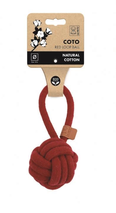 M-Pets Coto Kırmızı Çekmeli Örgü Halat Top Köpek Oyuncağı 8 cm