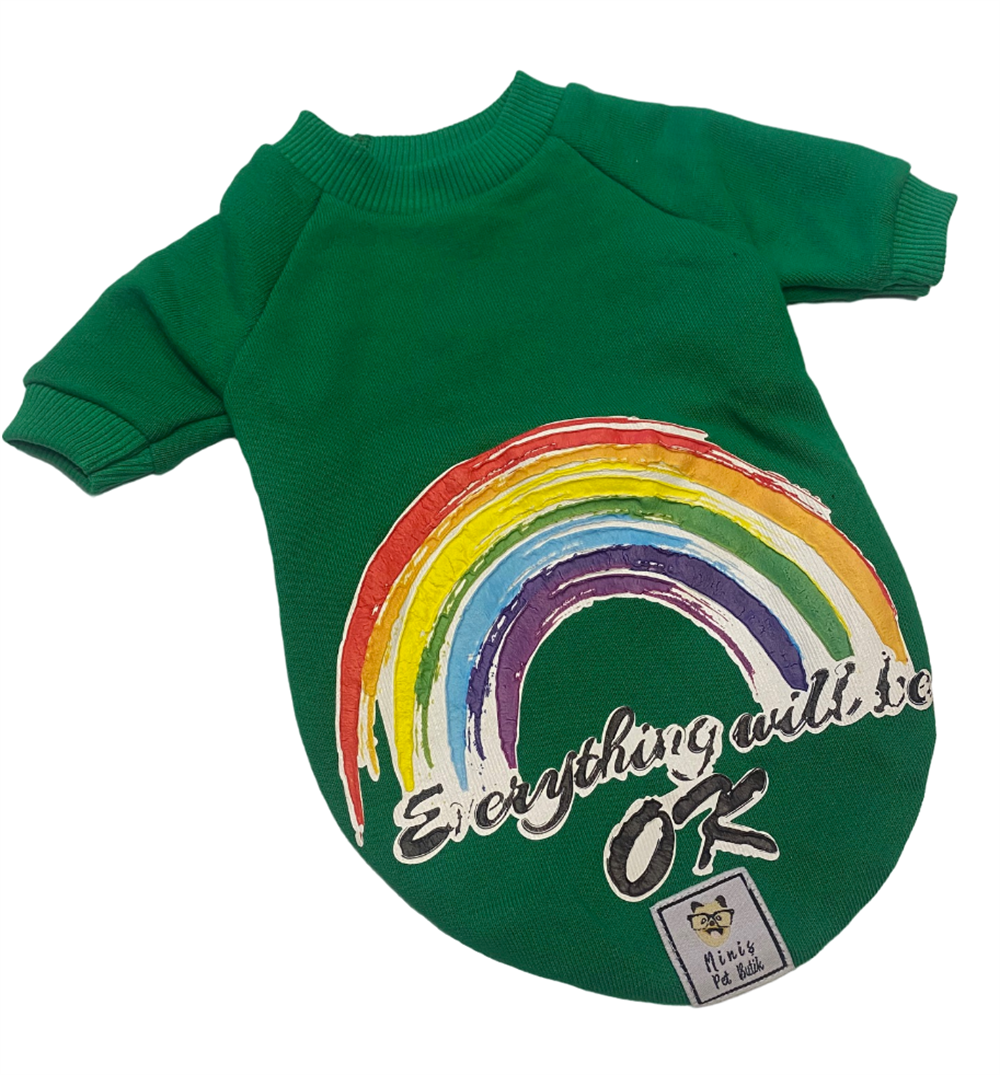Rainbow Green Küçük Köpek Sweatshirtü (2,5 kg-12 kg arasına uygun)