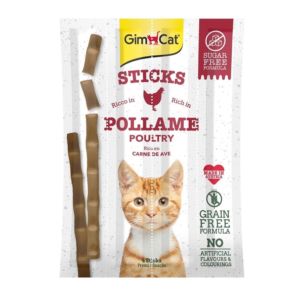 Gimcat Sticks Kümes Hayvanı Etli Tahılsız Kedi Ödül Çubukları 4'lü 20 Gr
