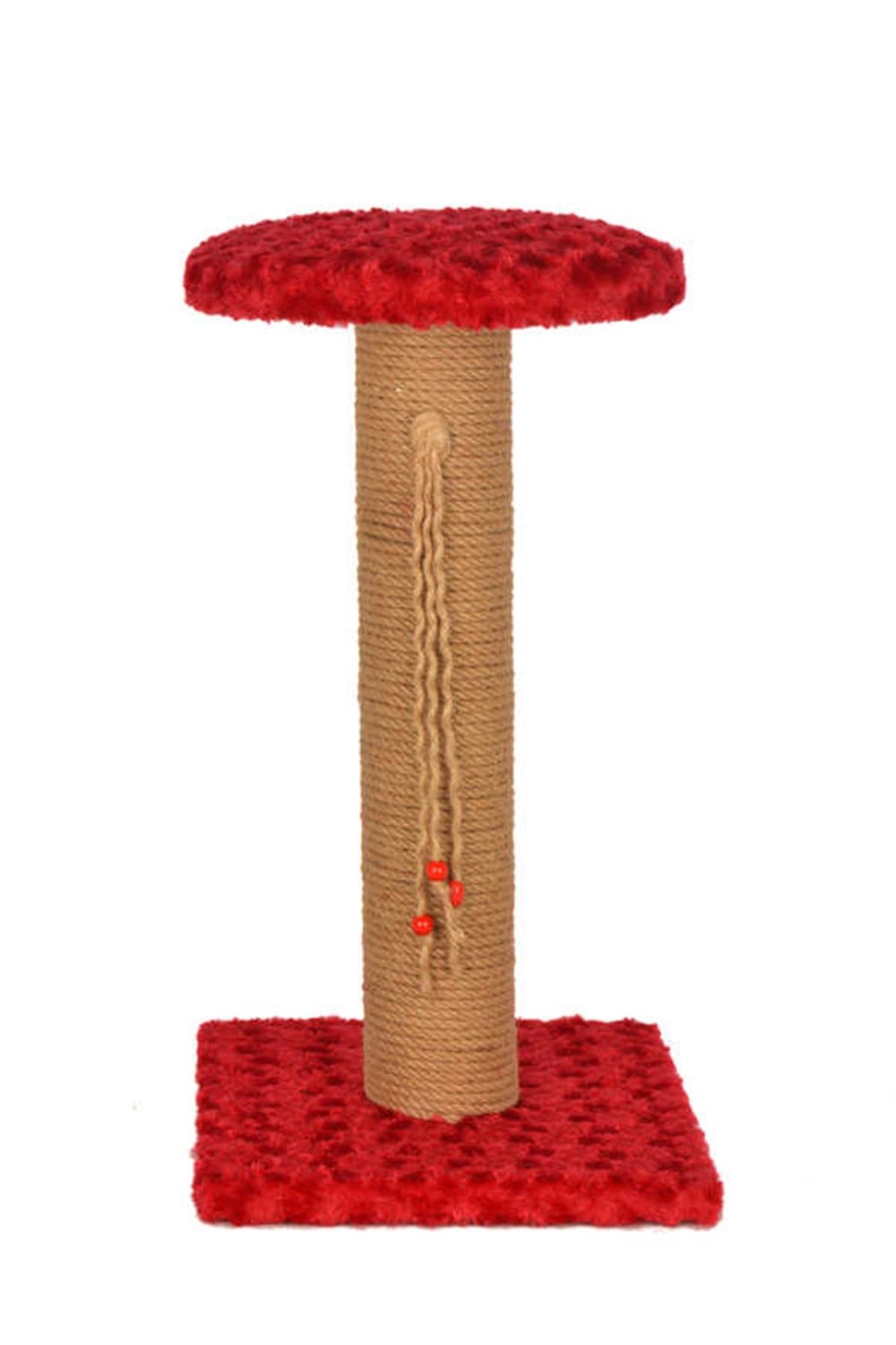 Peluş Koltuklu Kırmızı Kedi Tırmalama Ünitesi 35 x 50 x 30 cm