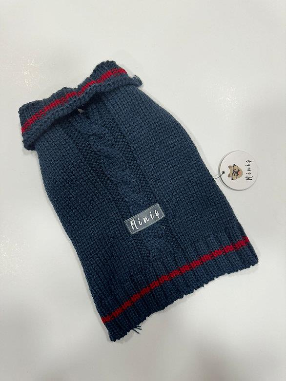 Miniş Lacivert Saç Örgülü Küçük Köpek Kazağı