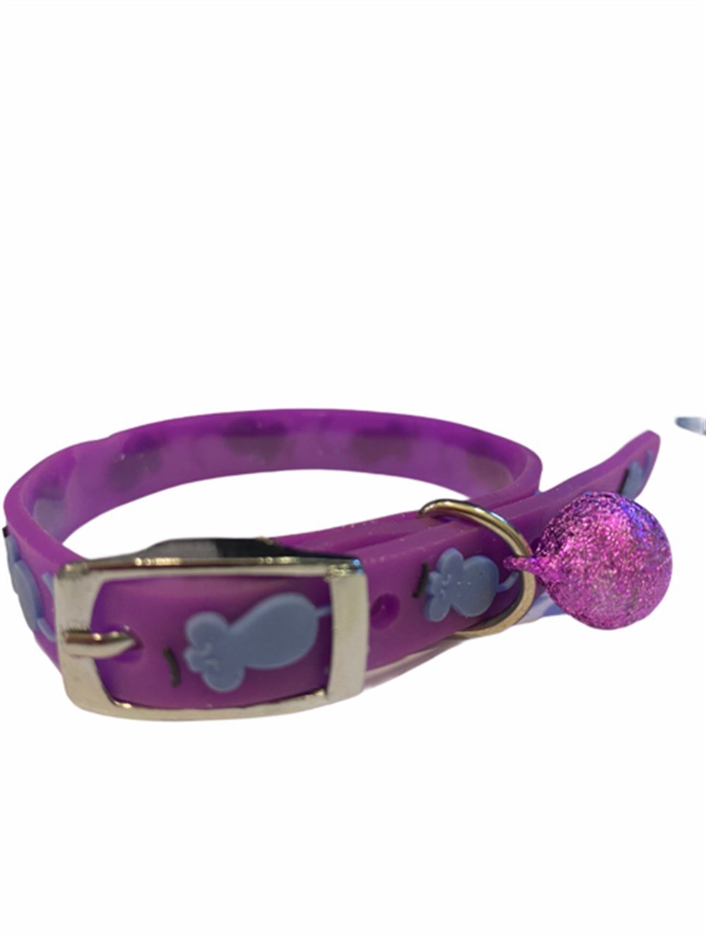 Mor Silikon Zilli Kedi Boyun Tasması