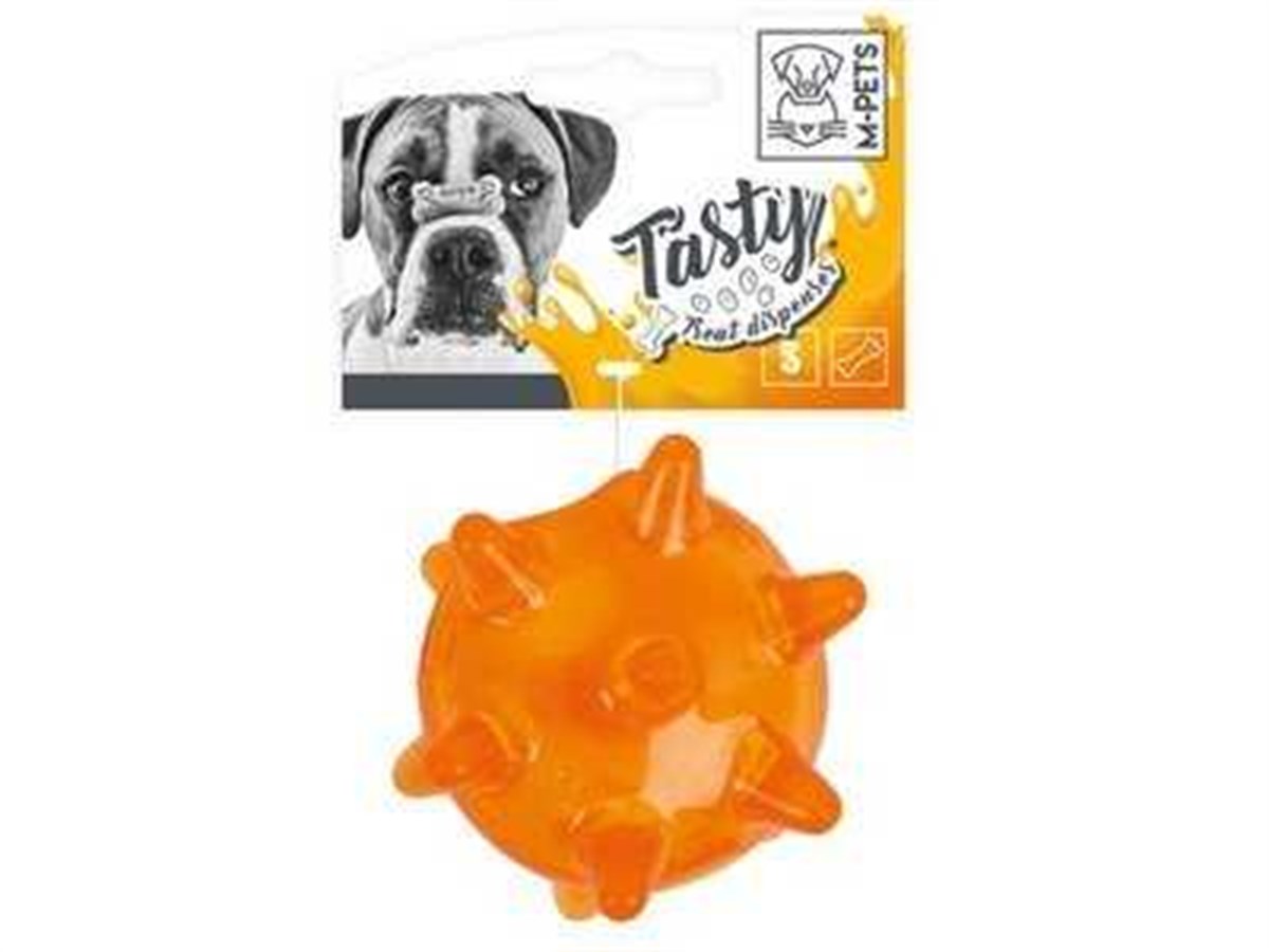M-Pets Termoplastik Diken Ödül Hazneli Top Köpek Oyuncagı 9.2x9.2x7.2 Cm Turuncu