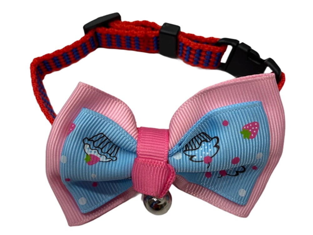 Cupcakeli Desenli Kedi ve Köpek Papyon Boyun Tasması