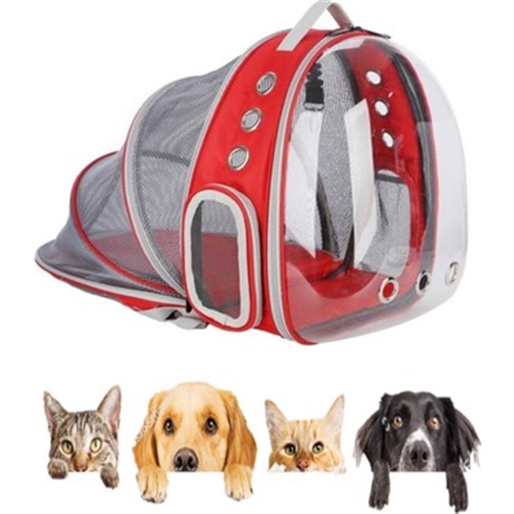 Fileli Kırmızı Astronot Kedi ve Küçük Köpek Taşıma Çantası