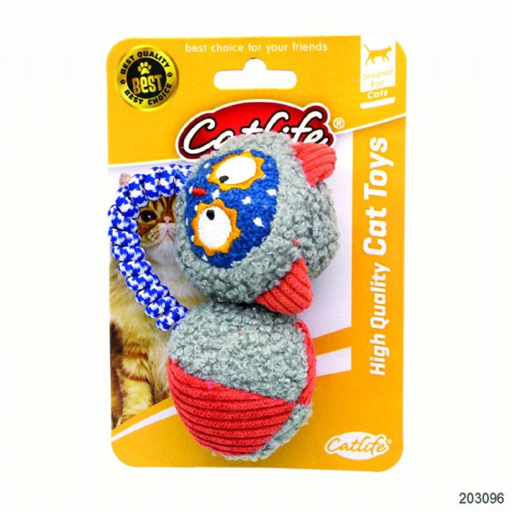 Sevimli Kumaş Lastikli Top Kedi Oyuncağı 20 cm