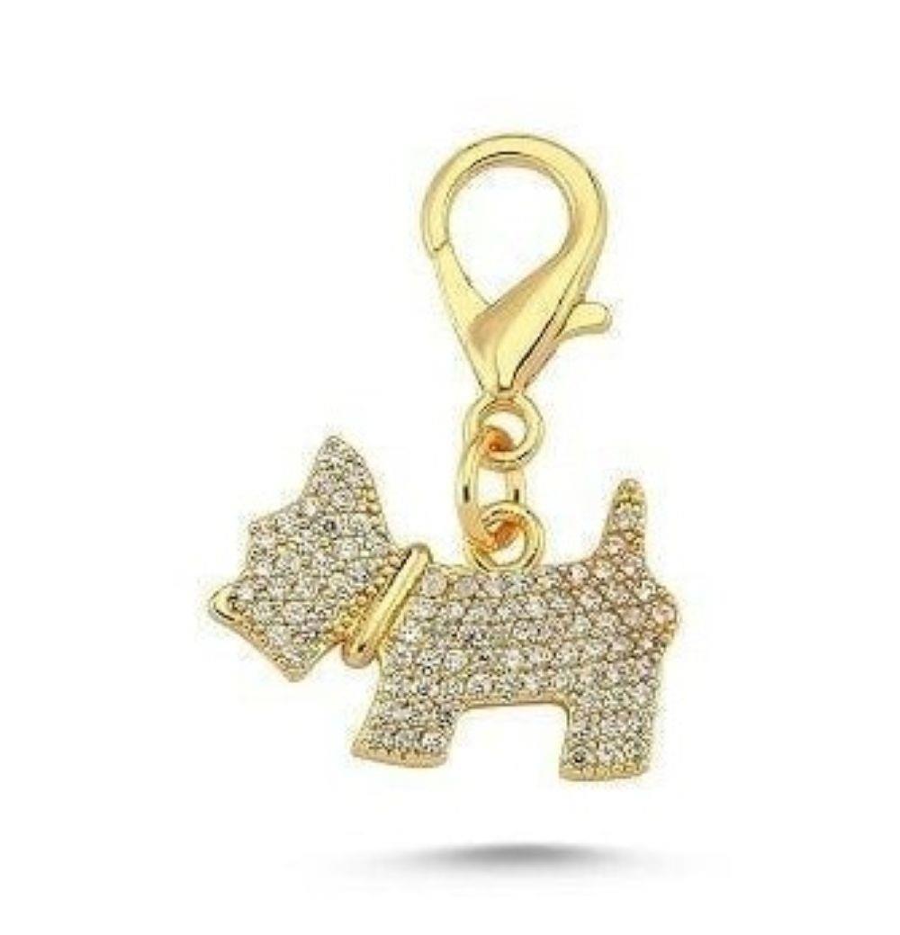 Zirkon Taşlı Köpek Charm 