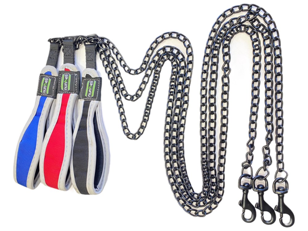 Yumuşak Saplı Siyah Zincirli Gezdirme Tasması 2,5 mm x 125 cm