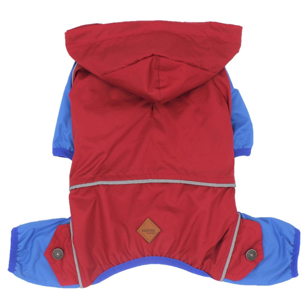 Pawstar İçi Polar Küçük Köpek Tulum Yağmurluğu Kırmızı Mavi