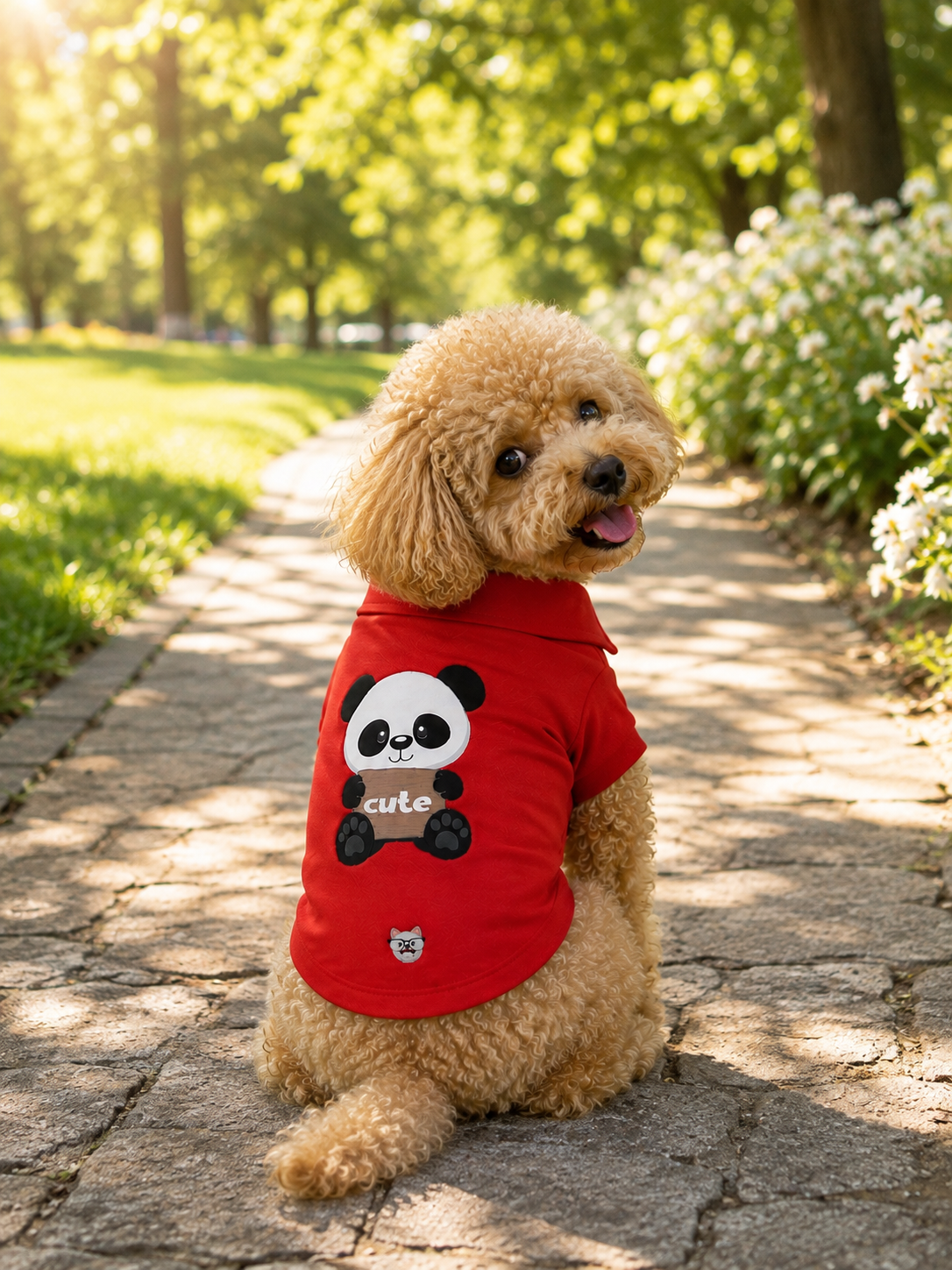 Miniş Cute Panda Küçük Irk Köpek Pike Kumaş Polo T-shirt