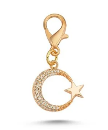 Zirkon Taşlı Ay Yıldız Charm 