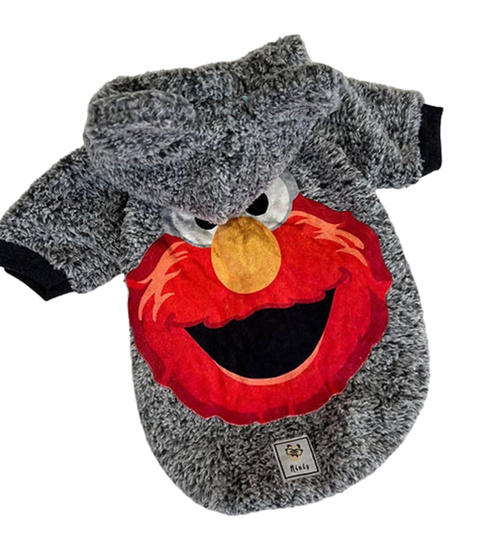 Muppets Kapüşonlu Gri Peluş Küçük Köpek Sweatshirtü (2,5 kg-4,5 kg arası köpeklere uygun bedende)