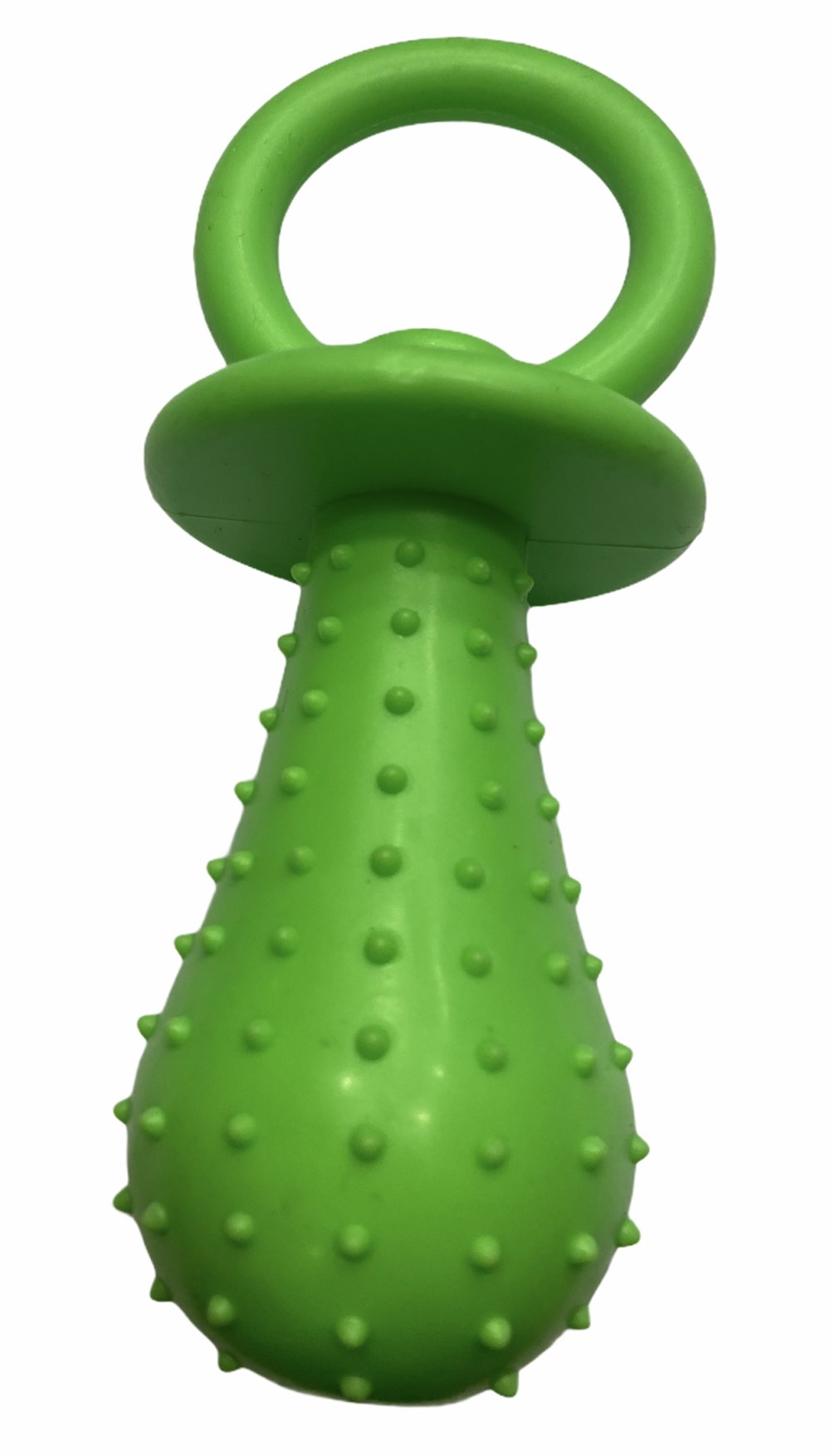 Zilli ve Kabarcıklı Yeşil Kauçuk Emzik Köpek Diş Kaşıma Oyuncağı 14 cm