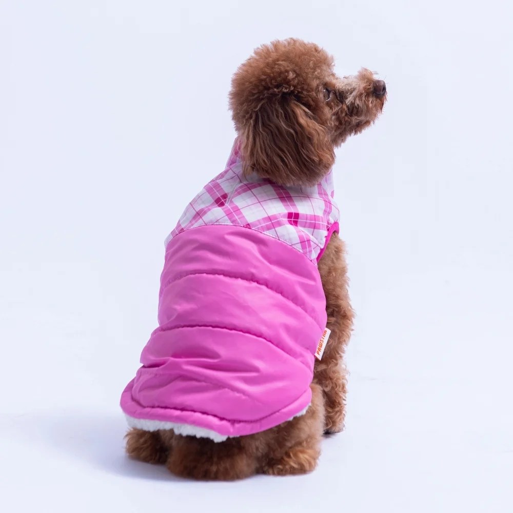 PawStar 26106 Pembe Plaid Yelek Küçük ve Orta Irk