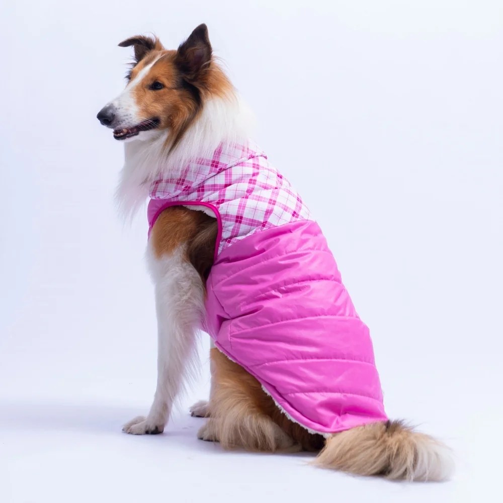 PawStar 26151 Pembe Plaid Büyük Irk Yelek